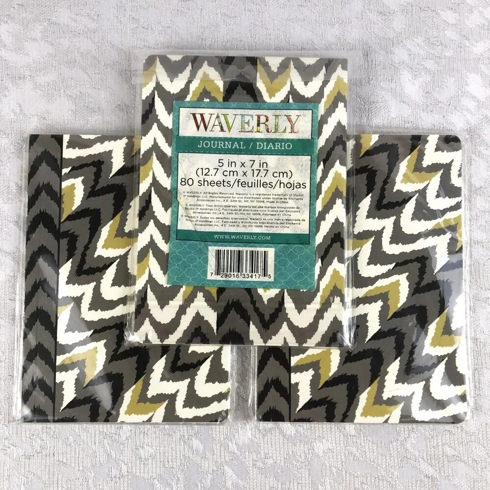 Waverly Notecards & Journals Camo Gray-Gold-Black (Set of 12 Cards & 3 Journals)